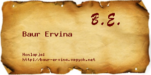 Baur Ervina névjegykártya